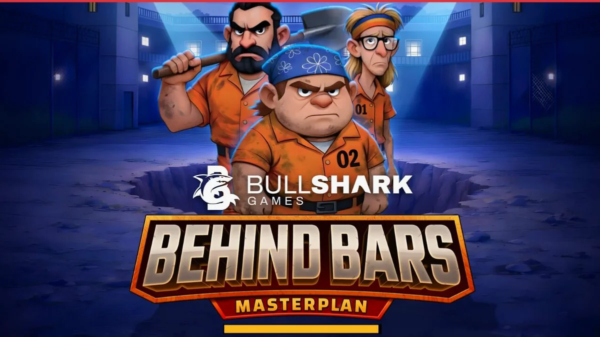 Behind Bars Masterplan slot game interface featuring cartoon convicts
